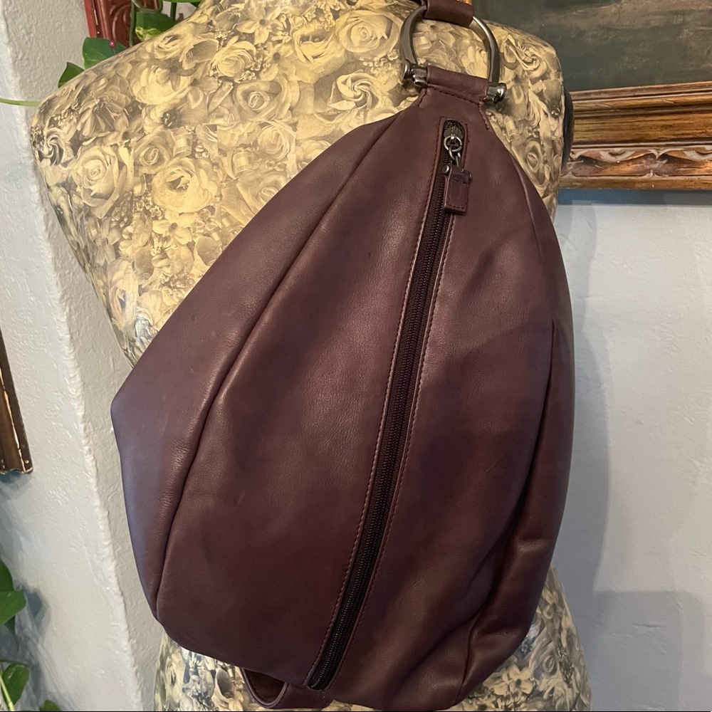 Vintage Brown Leather DKNY Sling Bag